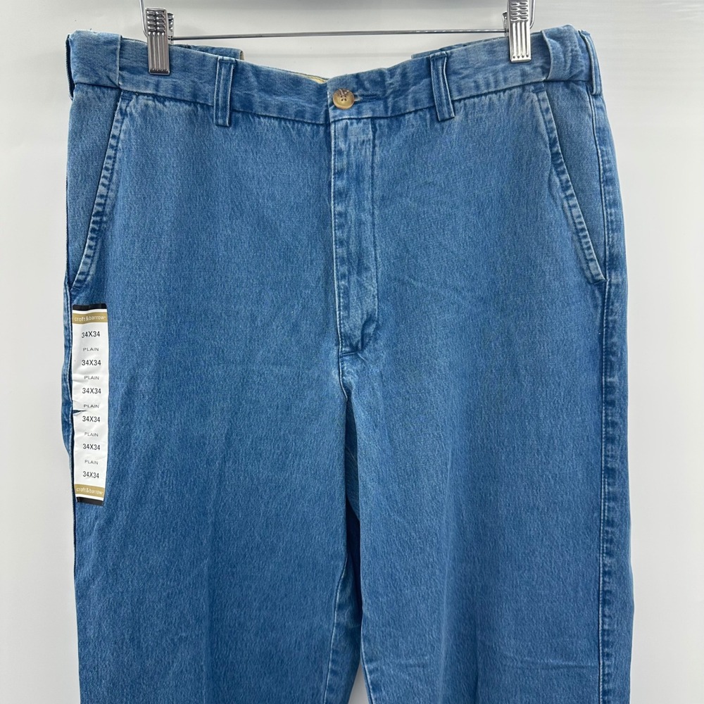 Croft&Barrow Men Stonewashed Denim Relaxed Fit Expandable Waist Jeans 34x34 NWT